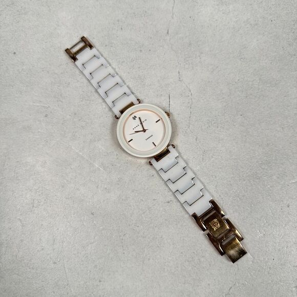 Anne Klein Watch Womens 33mm Diamond White Gold Tone 6.5" Quartz New Battery - Picture 2 of 12